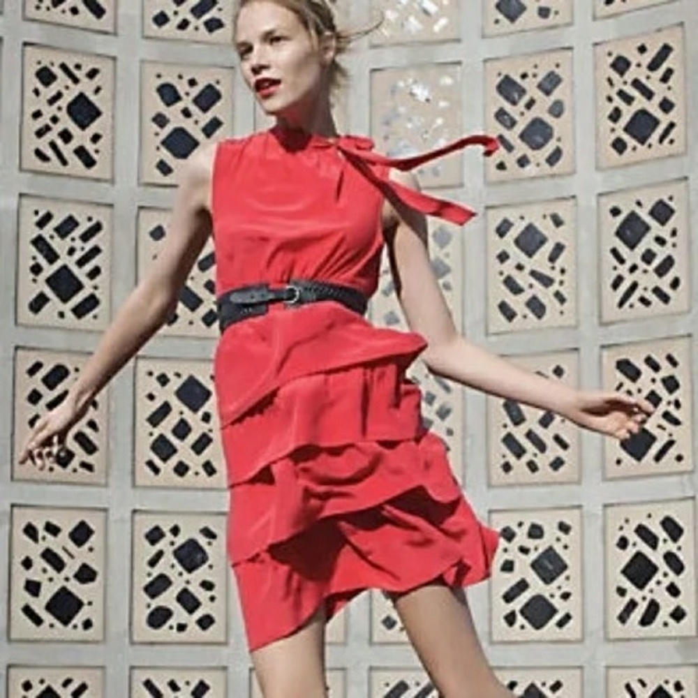 Anthro Girls from Savoy Oska Red Silk Dress